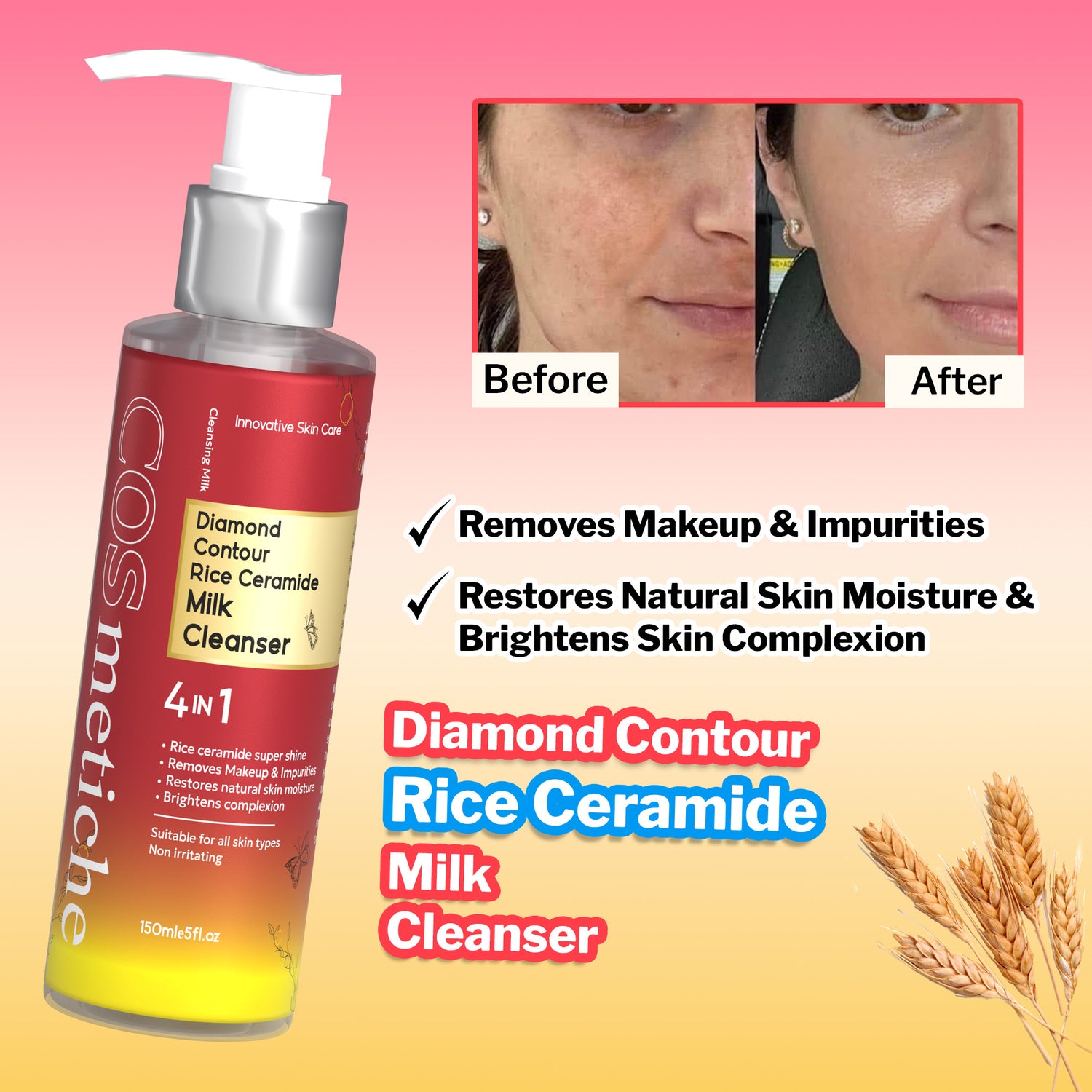 Diamond Contour Rice Ceramide Milk Cleanser